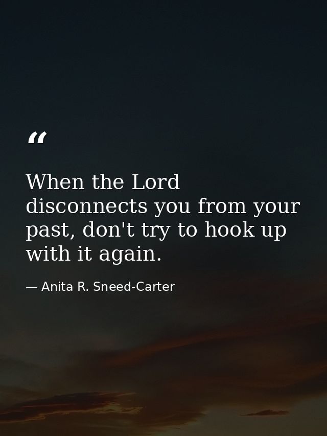 When the Lord disconnects you from your past, don't try to hook up with it again. — Anita R. Sneed-Carter