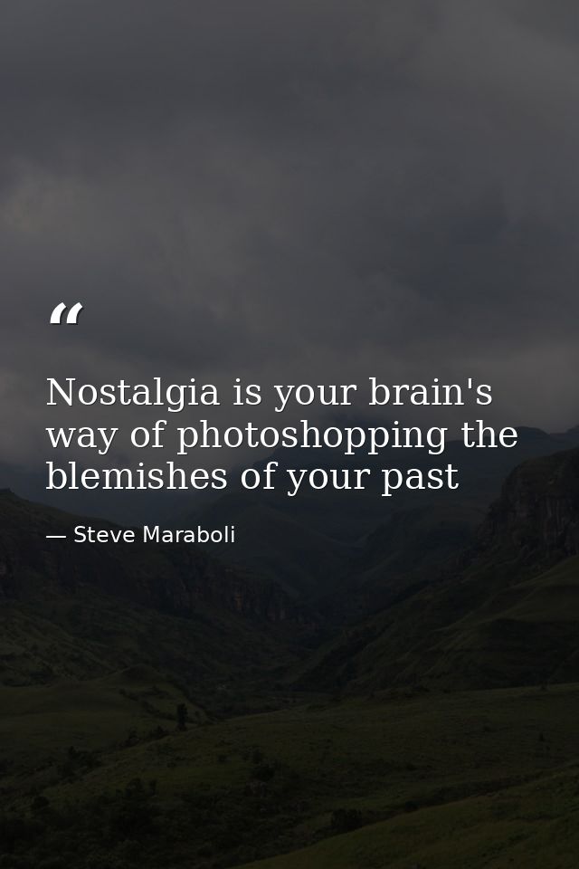Nostalgia is your brain's way of photoshopping the blemishes of your past — Steve Maraboli