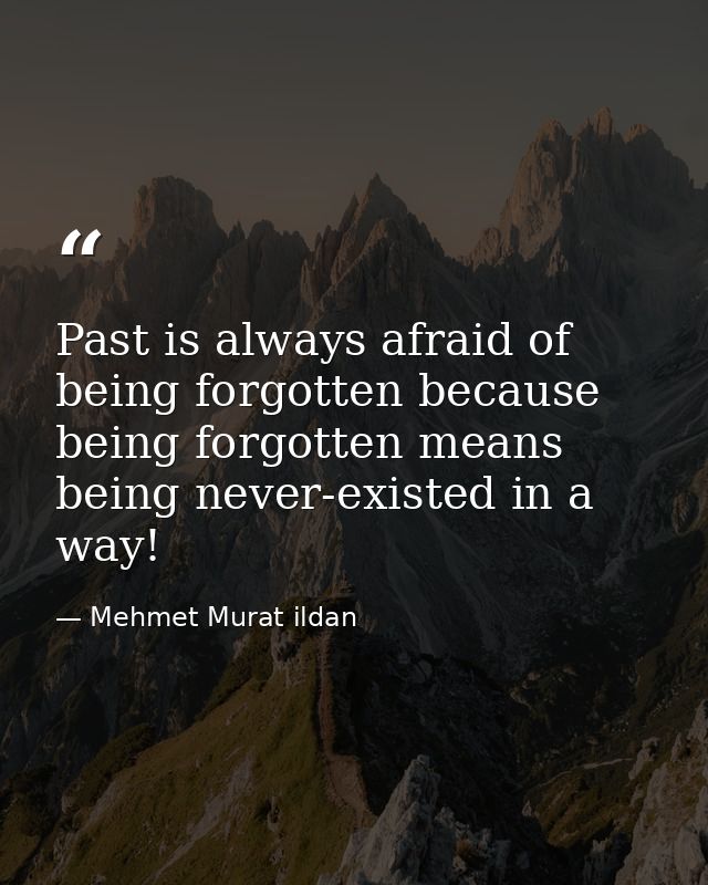 Past is always afraid of being forgotten because being forgotten means being never-existed in a way! — Mehmet Murat ildan
