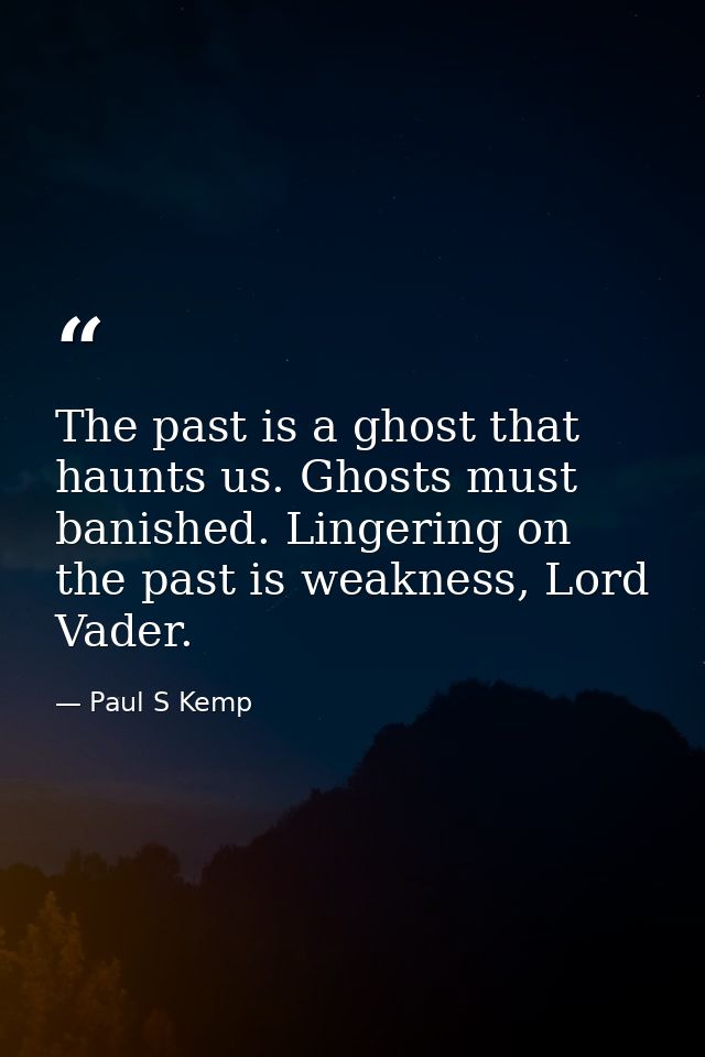 The past is a ghost that haunts us. Ghosts must banished. Lingering on the past is weakness, Lord Vader. — Paul S Kemp