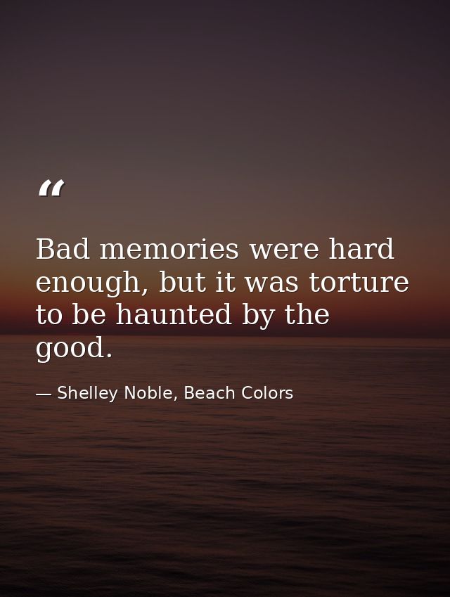 Bad memories were hard enough, but it was torture to be haunted by the good. — Shelley Noble, Beach Colors