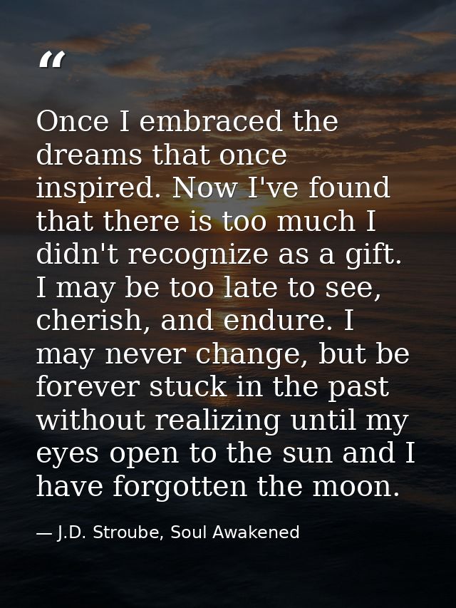 Once I embraced the dreams that once inspired. Now I've found that there is too much I didn't recognize as a gift. I may — J.D. Stroube, Soul Awakened