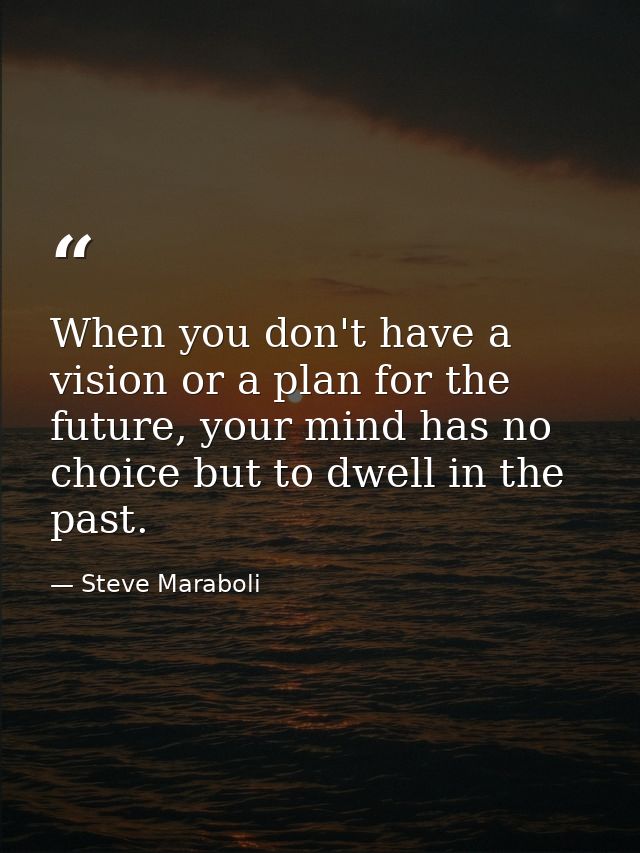 When you don't have a vision or a plan for the future, your mind has no choice but to dwell in the past. — Steve Maraboli