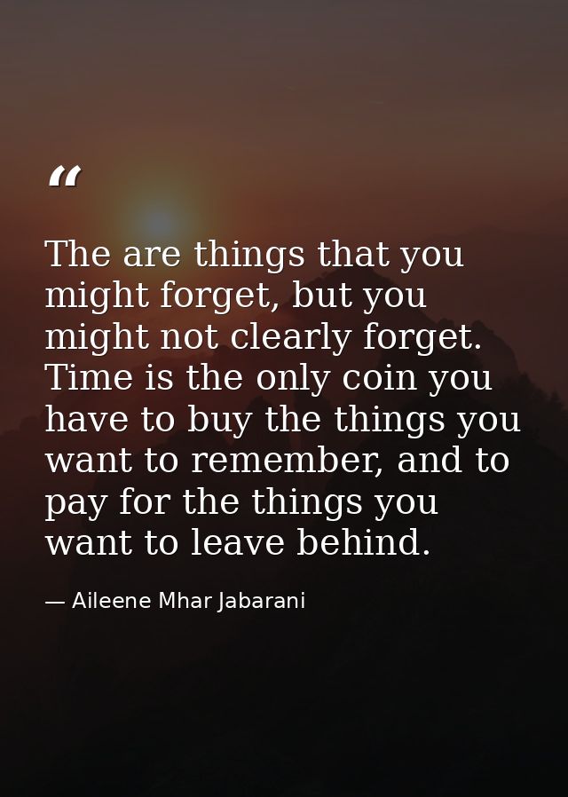 The are things that you might forget, but you might not clearly forget. Time is the only coin you have to buy the things — Aileene Mhar Jabarani