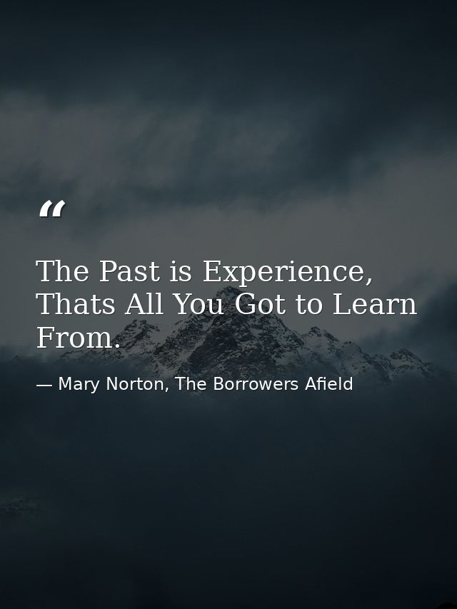 The Past is Experience, Thats All You Got to Learn From. — Mary Norton, The Borrowers Afield