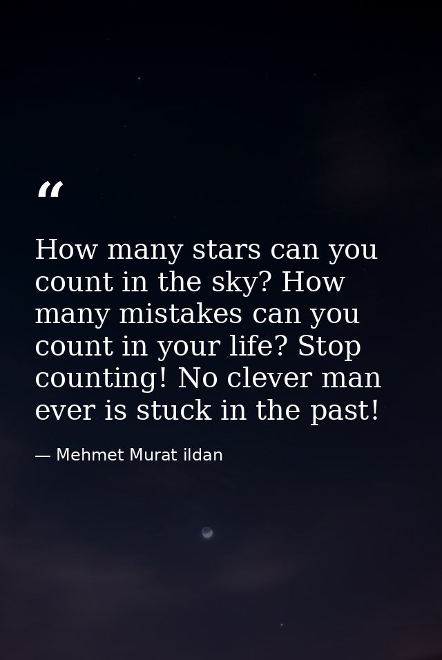 How many stars can you count in the sky? How many mistakes can you count in your life? Stop counting! No clever man ever — Mehmet Murat ildan