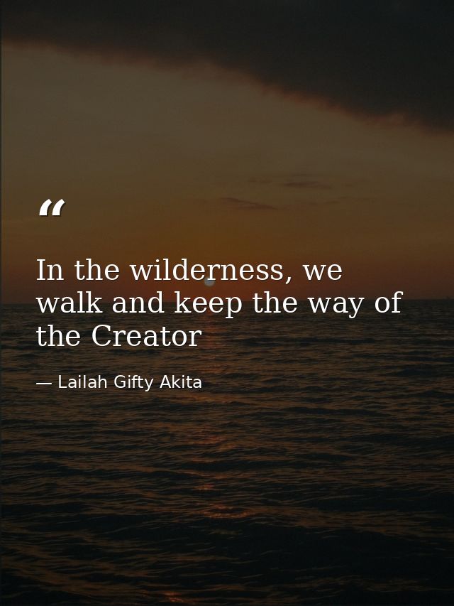 In the wilderness, we walk and keep the way of the Creator — Lailah Gifty Akita
