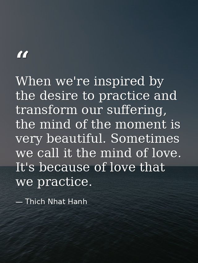 When we're inspired by the desire to practice and transform our suffering, the mind of the moment is very beautiful. Som — Thich Nhat Hanh
