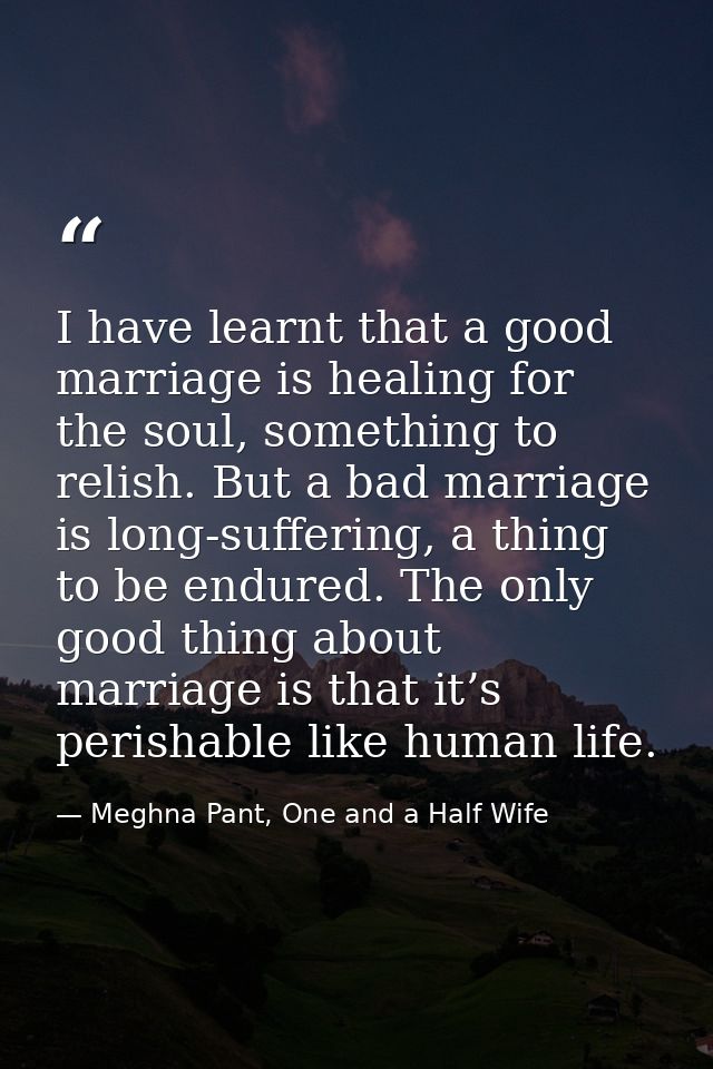 I have learnt that a good marriage is healing for the soul, something to relish. But a bad marriage is long-suffering, a — Meghna Pant, One and a Half Wife