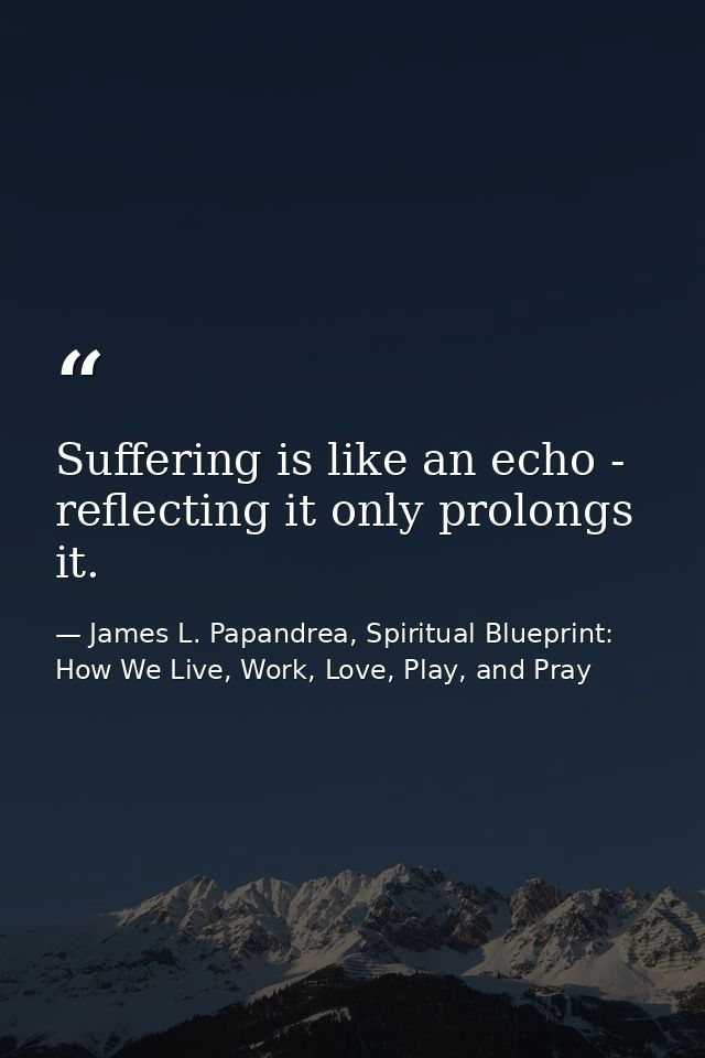 Suffering is like an echo - reflecting it only prolongs it. — James L. Papandrea, Spiritual Blueprint: How We Live, Work, Love, Play, and Pray