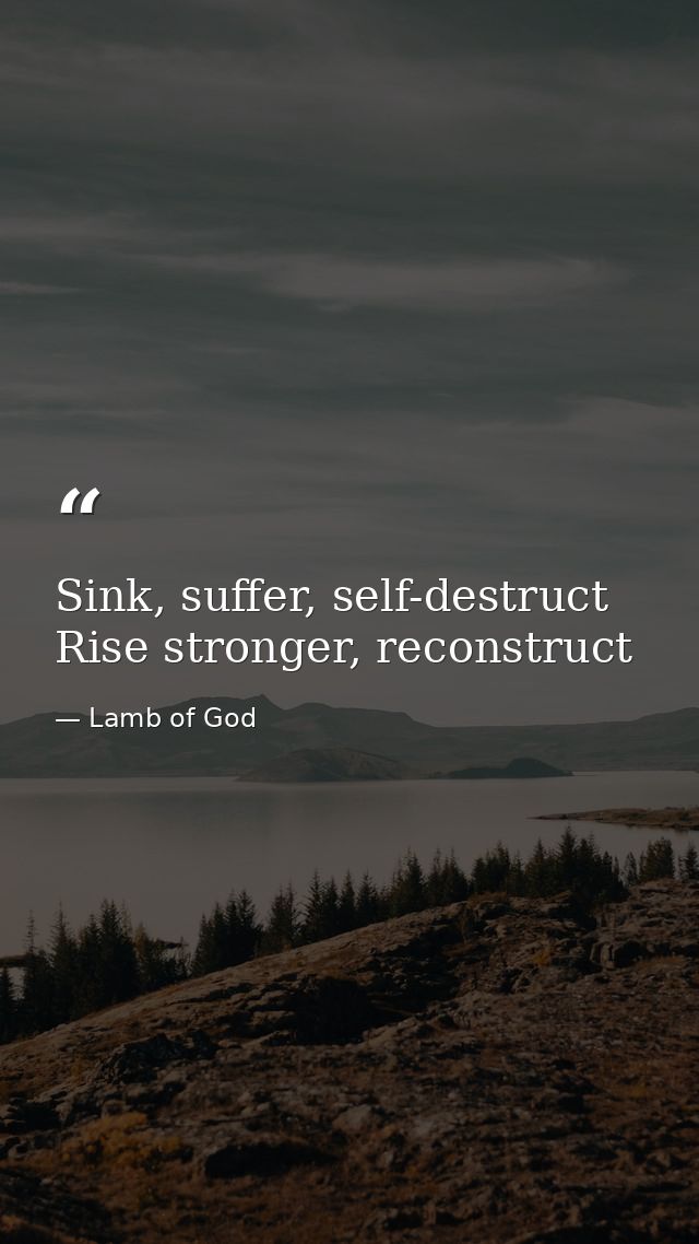 Sink, suffer, self-destruct Rise stronger, reconstruct — Lamb of God