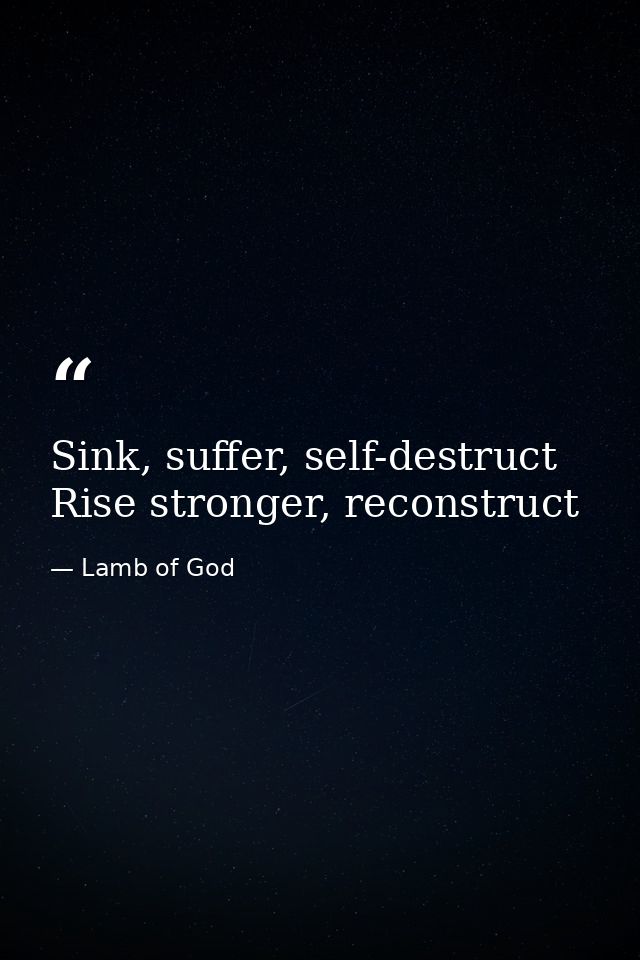 Sink, suffer, self-destruct Rise stronger, reconstruct — Lamb of God
