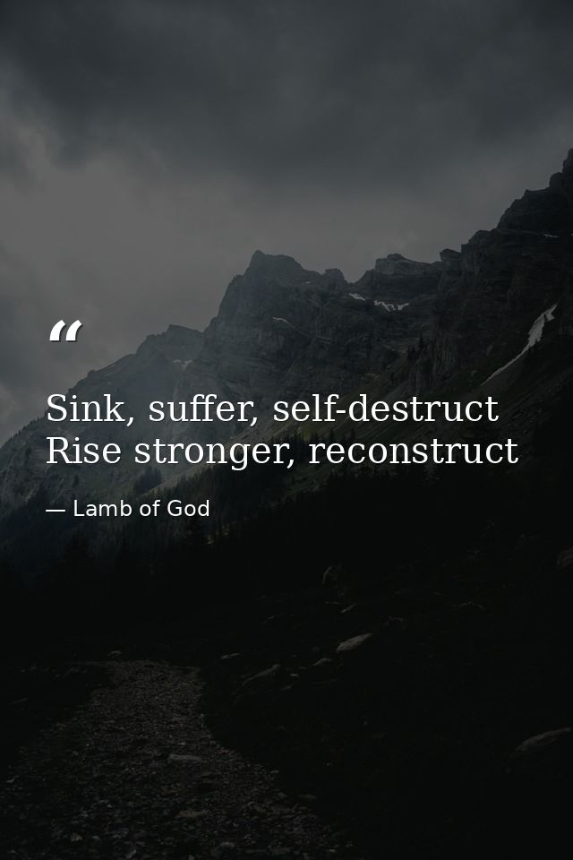 Sink, suffer, self-destruct Rise stronger, reconstruct — Lamb of God