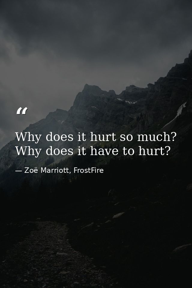 Why does it hurt so much? Why does it have to hurt? — Zoë Marriott, FrostFire