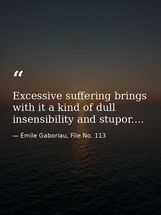Excessive suffering brings with it a kind of dull insensibility and stupor.... — Émile Gaboriau, File No. 113