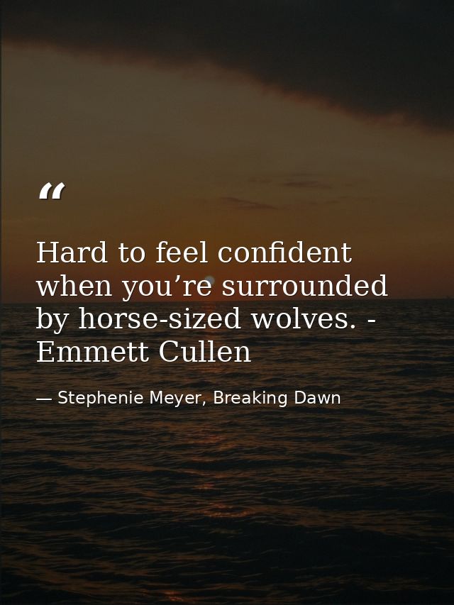 Hard to feel confident when you’re surrounded by horse-sized wolves. - Emmett Cullen — Stephenie Meyer, Breaking Dawn