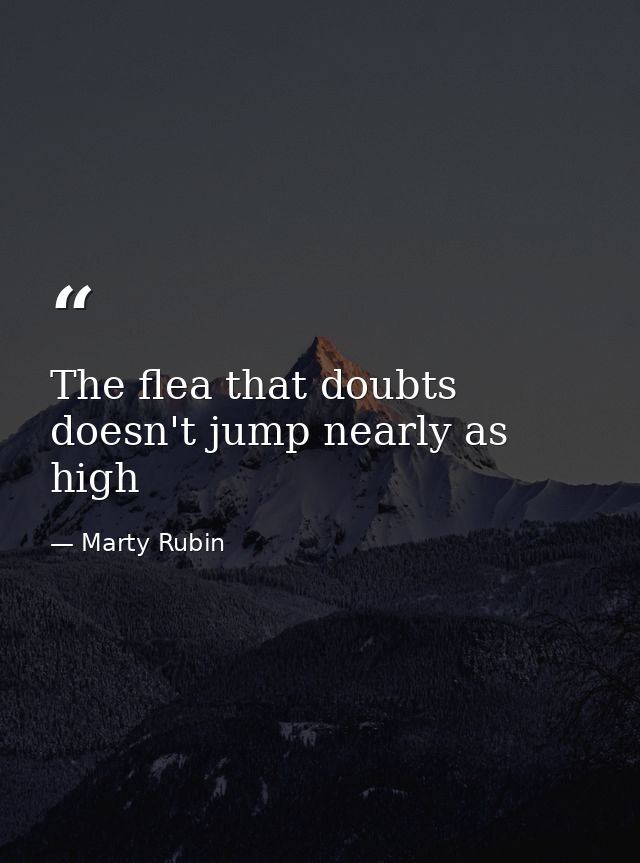 The flea that doubts doesn't jump nearly as high — Marty Rubin