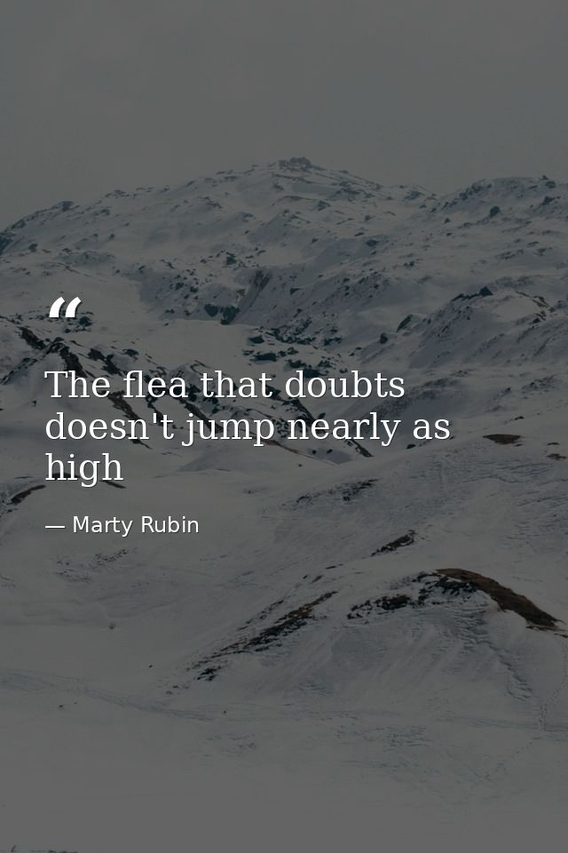 The flea that doubts doesn't jump nearly as high — Marty Rubin