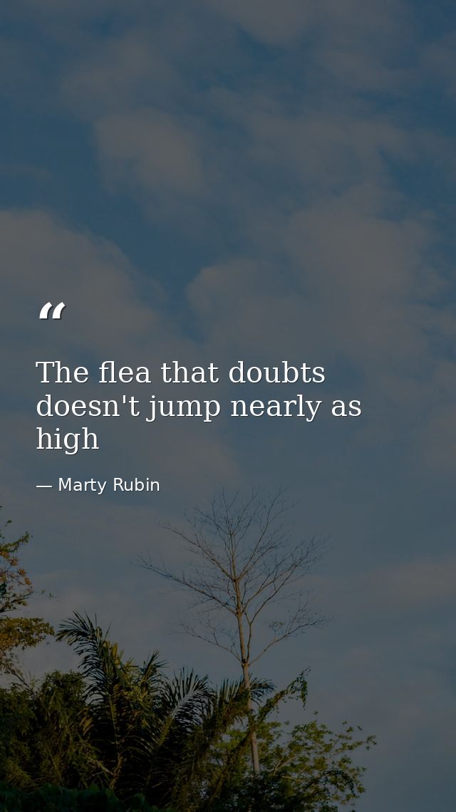 The flea that doubts doesn't jump nearly as high — Marty Rubin