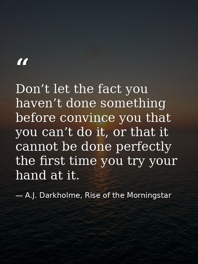 Don’t let the fact you haven’t done something before convince you that you can’t do it, or that it cannot be done perfec — A.J. Darkholme, Rise of the Morningstar