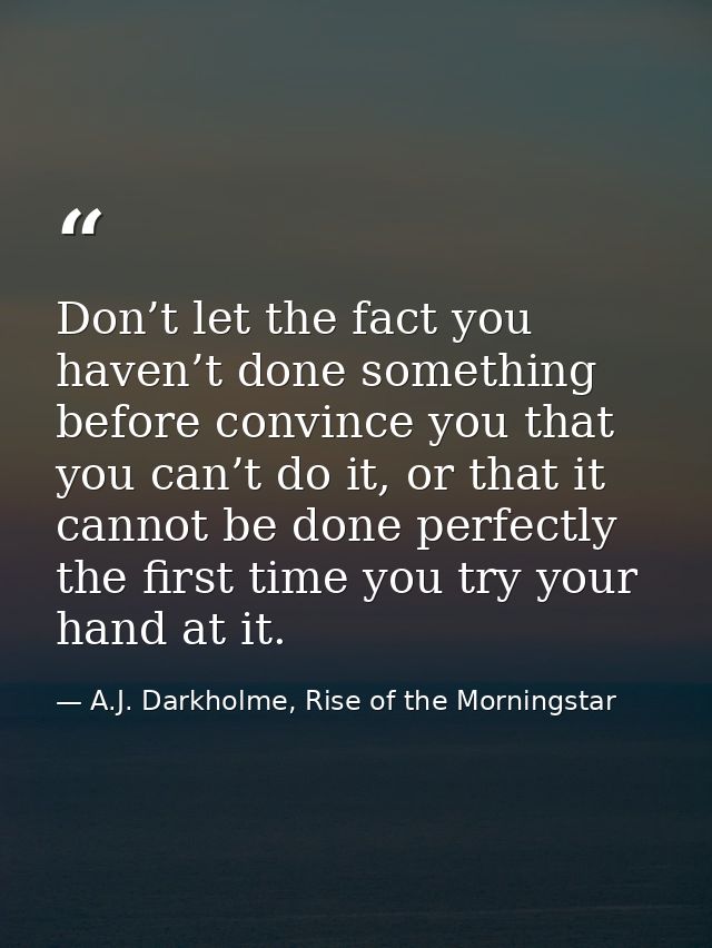 Don’t let the fact you haven’t done something before convince you that you can’t do it, or that it cannot be done perfec — A.J. Darkholme, Rise of the Morningstar