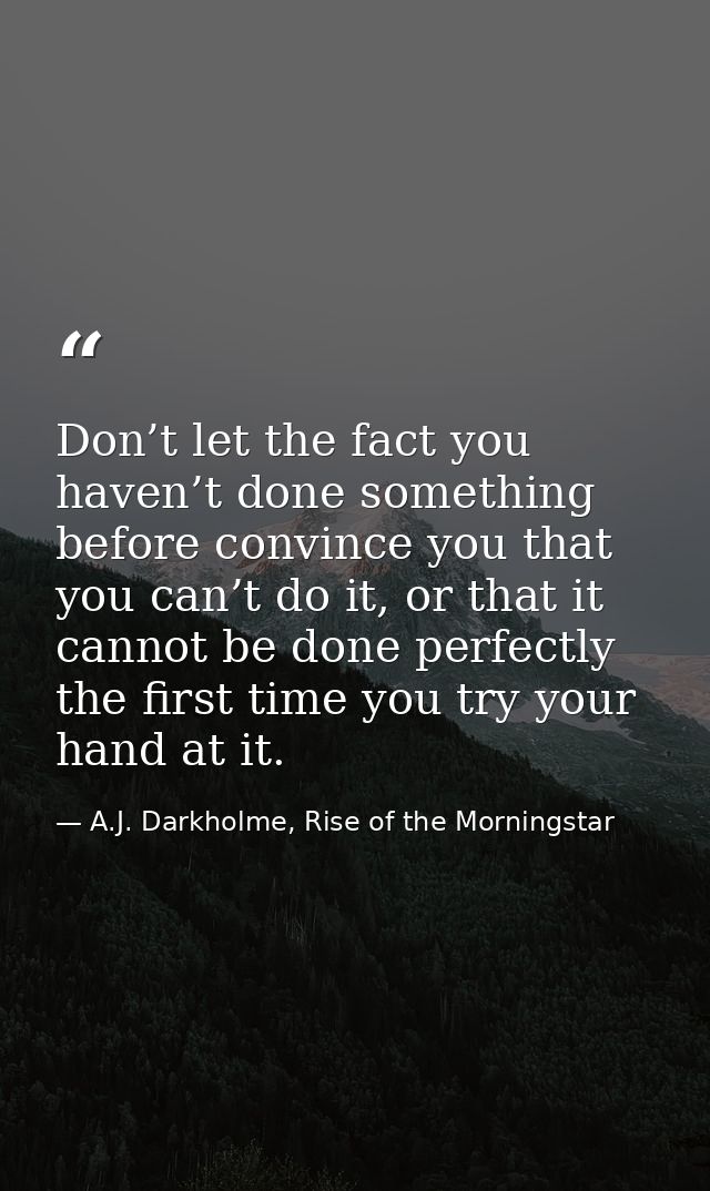 Don’t let the fact you haven’t done something before convince you that you can’t do it, or that it cannot be done perfec — A.J. Darkholme, Rise of the Morningstar