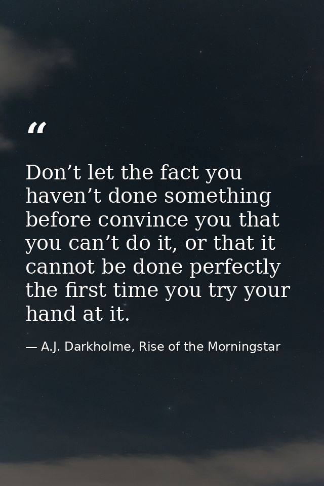 Don’t let the fact you haven’t done something before convince you that you can’t do it, or that it cannot be done perfec — A.J. Darkholme, Rise of the Morningstar