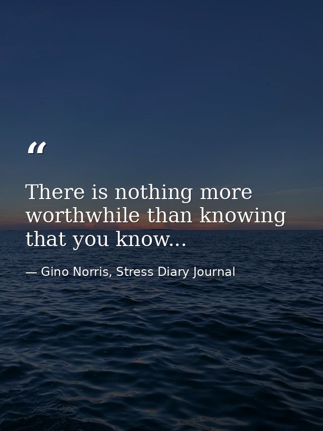 There is nothing more worthwhile than knowing that you know... — Gino Norris, Stress Diary Journal