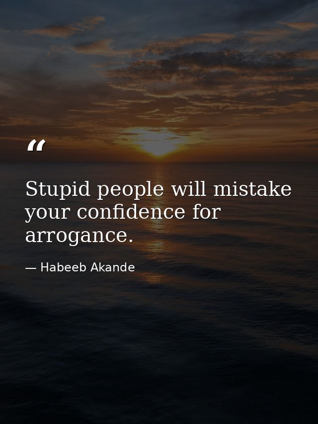 Stupid people will mistake your confidence for arrogance. — Habeeb Akande