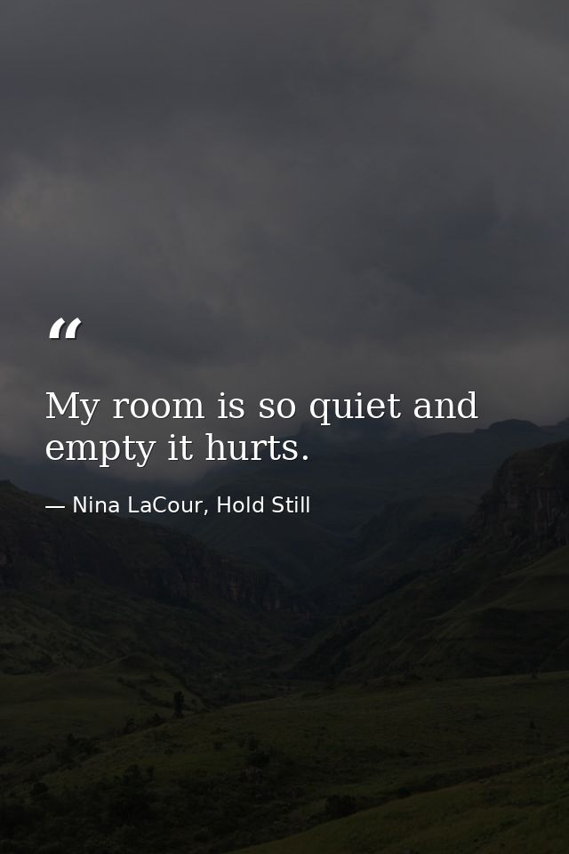 My room is so quiet and empty it hurts. — Nina LaCour, Hold Still