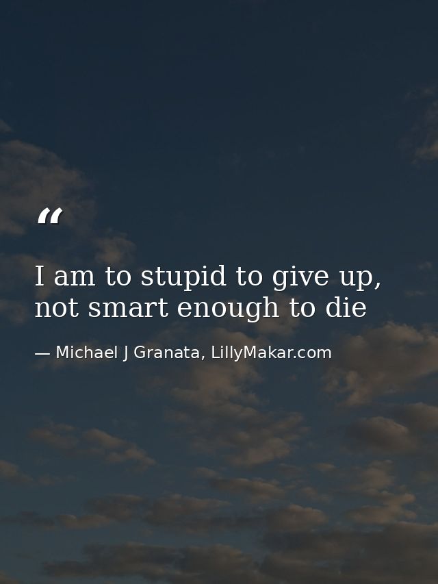 I am to stupid to give up, not smart enough to die — Michael J Granata, LillyMakar.com