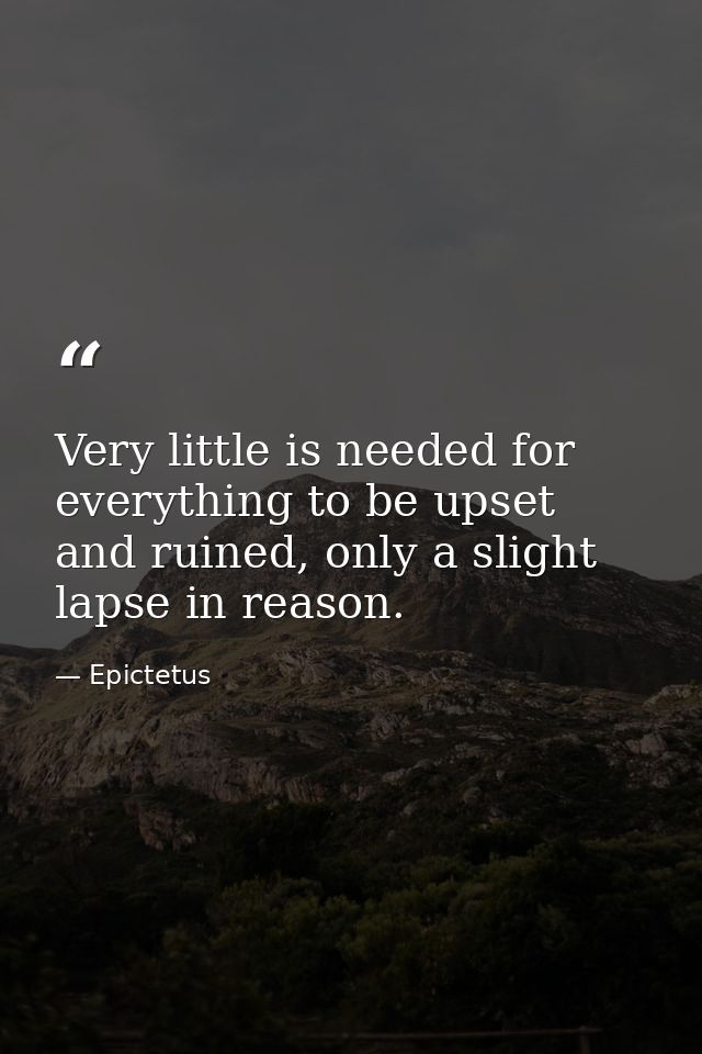 Very little is needed for everything to be upset and ruined, only a slight lapse in reason. — Epictetus