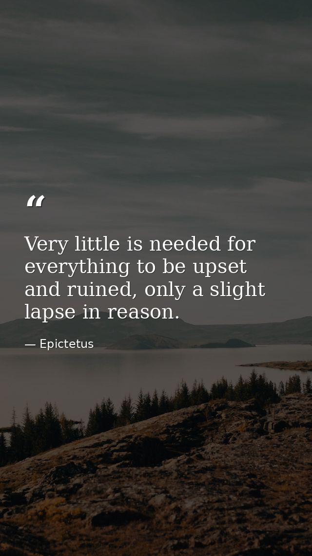 Very little is needed for everything to be upset and ruined, only a slight lapse in reason. — Epictetus