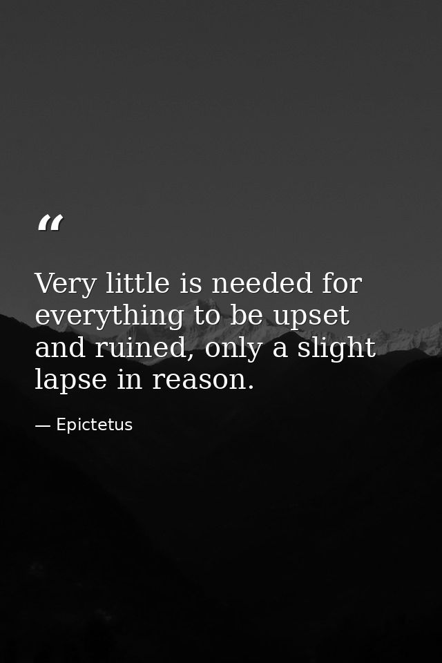 Very little is needed for everything to be upset and ruined, only a slight lapse in reason. — Epictetus