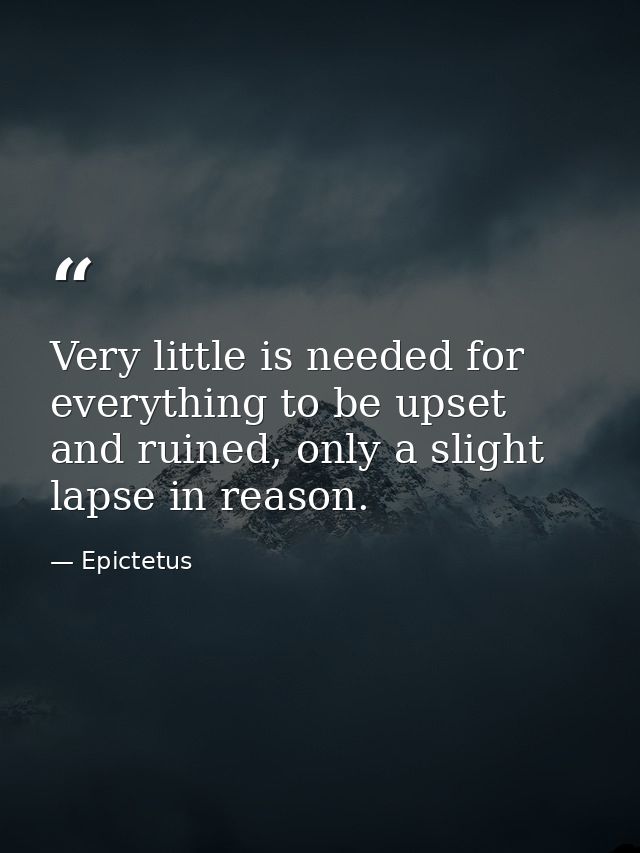 Very little is needed for everything to be upset and ruined, only a slight lapse in reason. — Epictetus