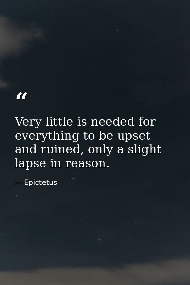 Very little is needed for everything to be upset and ruined, only a slight lapse in reason. — Epictetus
