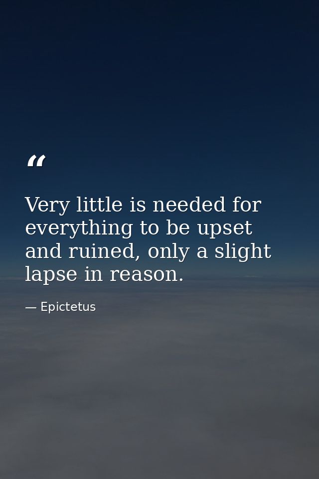Very little is needed for everything to be upset and ruined, only a slight lapse in reason. — Epictetus