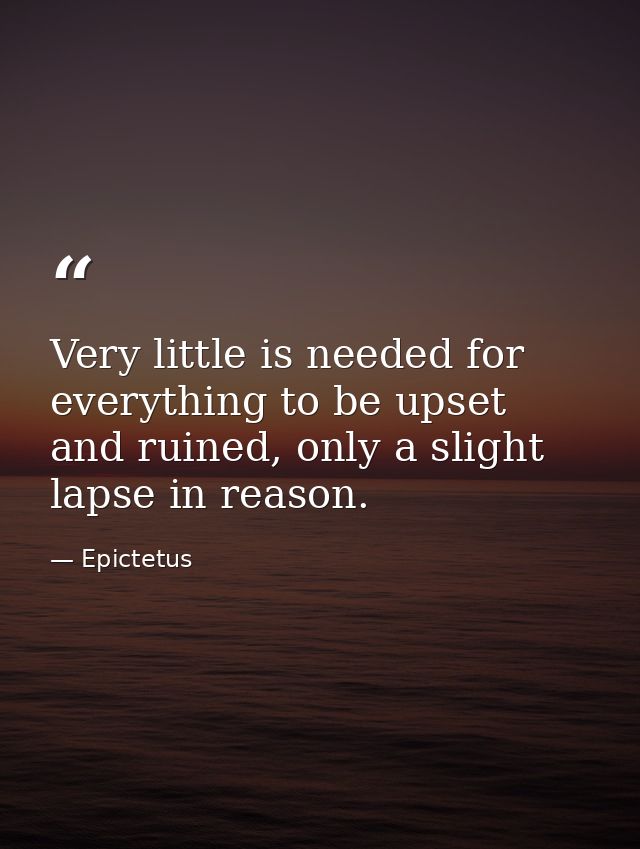 Very little is needed for everything to be upset and ruined, only a slight lapse in reason. — Epictetus
