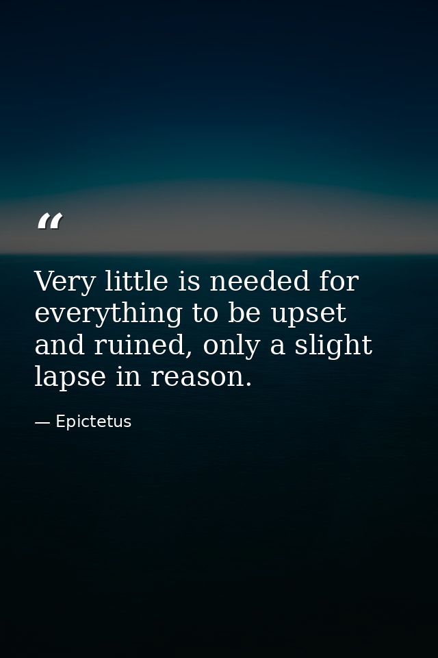 Very little is needed for everything to be upset and ruined, only a slight lapse in reason. — Epictetus