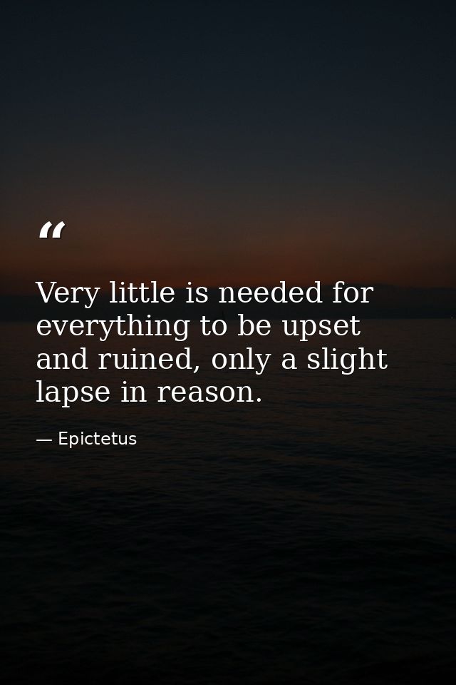 Very little is needed for everything to be upset and ruined, only a slight lapse in reason. — Epictetus