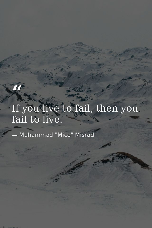 If you live to fail, then you fail to live. — Muhammad "Mice" Misrad