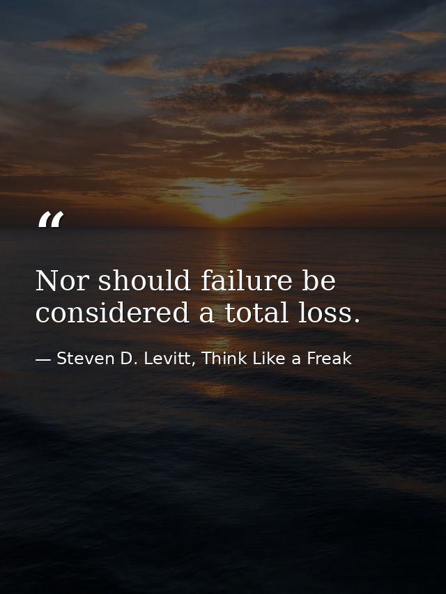 Nor should failure be considered a total loss. — Steven D. Levitt, Think Like a Freak