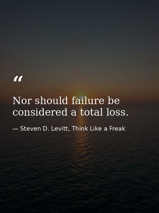 Nor should failure be considered a total loss. — Steven D. Levitt, Think Like a Freak