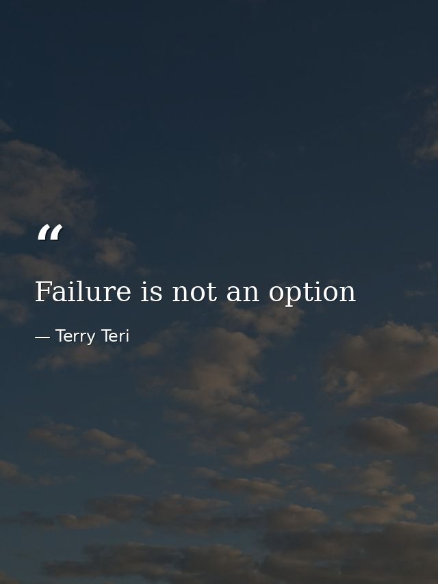 Failure is not an option — Terry Teri