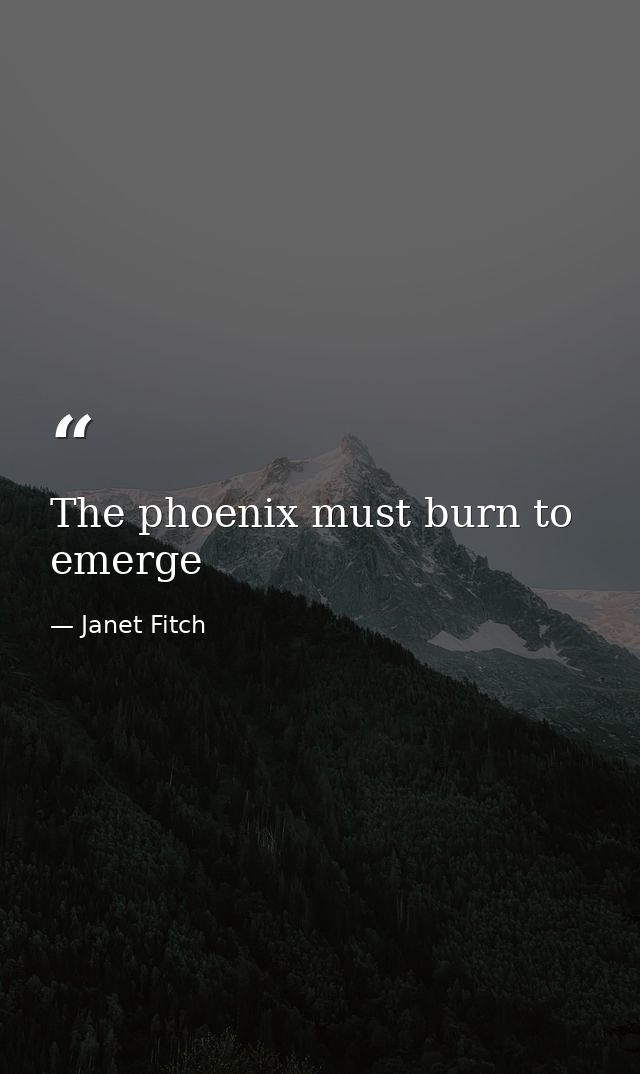 The phoenix must burn to emerge — Janet Fitch