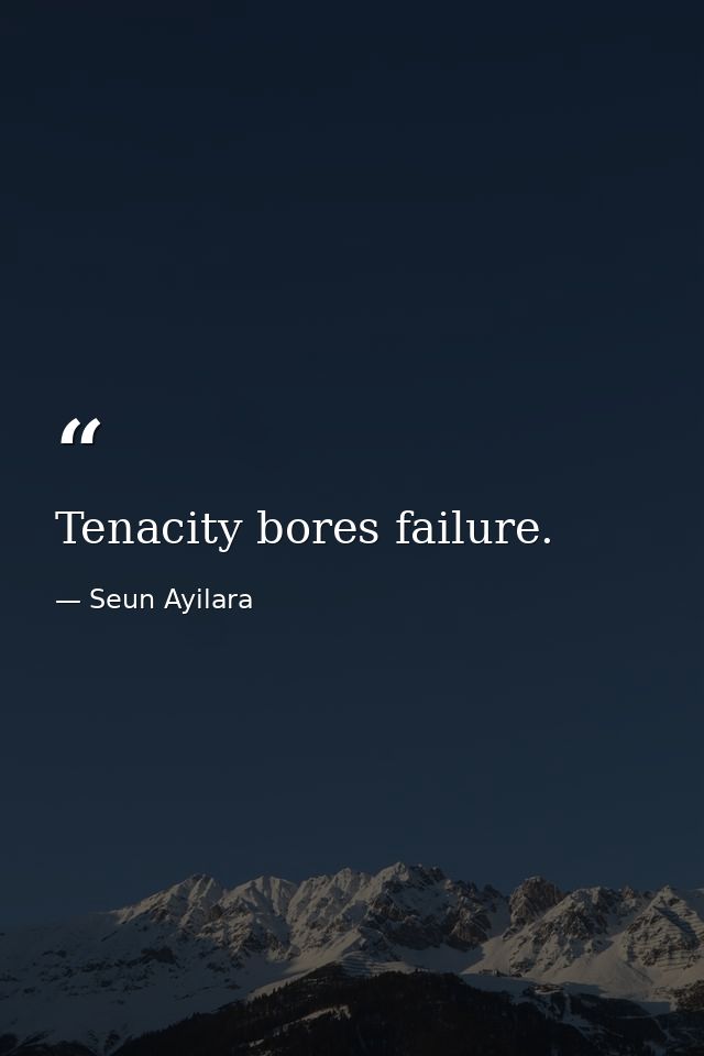 Tenacity bores failure. — Seun Ayilara