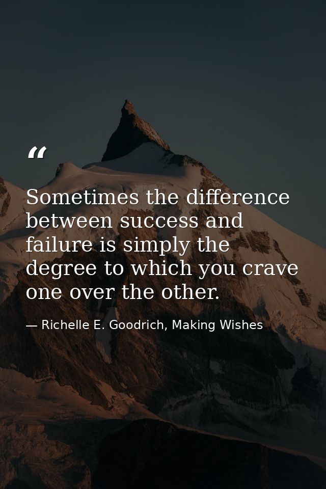 Sometimes the difference between success and failure is simply the degree to which you crave one over the other. — Richelle E. Goodrich, Making Wishes