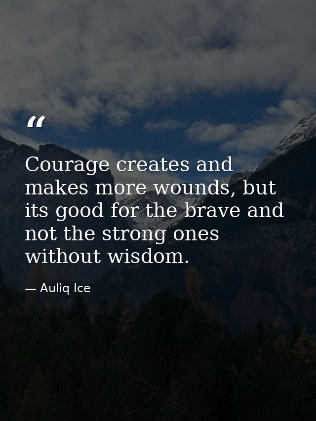 Courage creates and makes more wounds, but its good for the brave and not the strong ones without wisdom. — Auliq Ice
