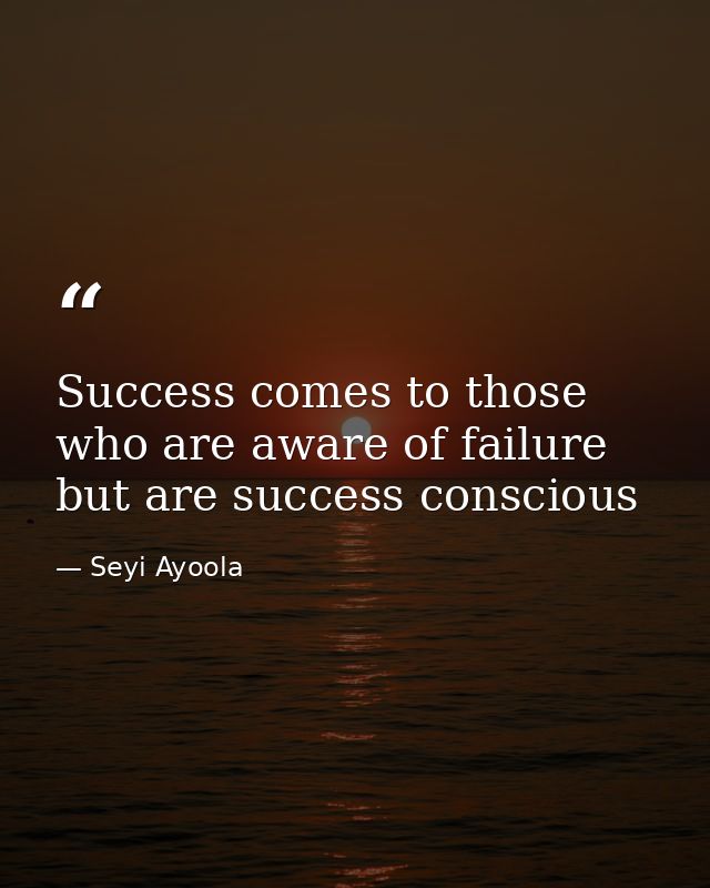 Success comes to those who are aware of failure but are success conscious — Seyi Ayoola