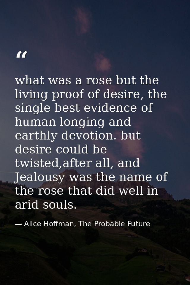 what was a rose but the living proof of desire, the single best evidence of human longing and earthly devotion. but desi — Alice Hoffman, The Probable Future